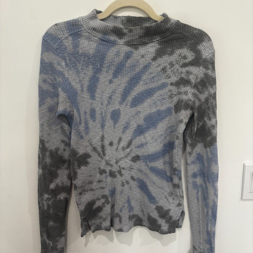 We The Free Blue Tie Dye Ribbed Thermal Top Women's Size Small